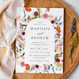 Invitación Arco de boda de flores silvestres en acuarela colo