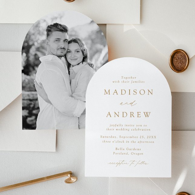 Invitación Arco de Boda de Foto con Letra Dorada Moderna y El (Subido por el creador)