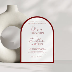 Invitación Arco de boda de guión rojo simple de Crimson