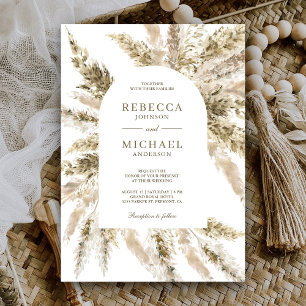 Invitación Arco de boda de hierba de Pampas seca boho rústica