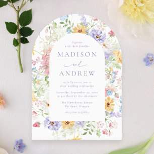 Invitación Arco de Boda de Jardín de Flores Silvestres en Pas