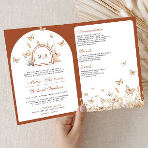 Invitación Arco de boda de mariposa de flor silvestre beige d