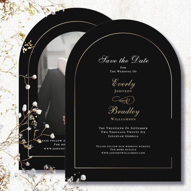 Invitación Arco de Boda de Oro Negro Salva la Fecha (Subido por el creador)
