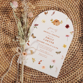 Invitación Arco de boda de otoño rústico con calabaza
