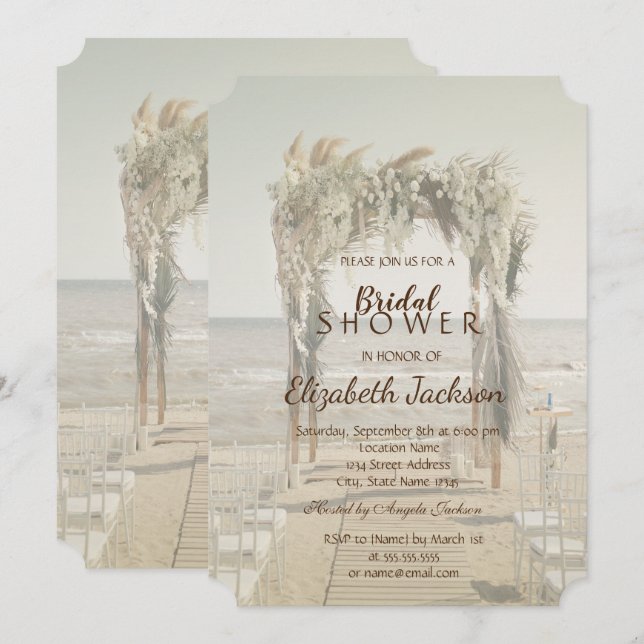Invitación Arco de Boda de Playa Llavero de Despedida de Solt (Anverso / Reverso)