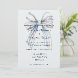 Invitación Arco de boda de rayas blancas y azules