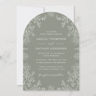 Invitación Arco de boda elegante floral salvia