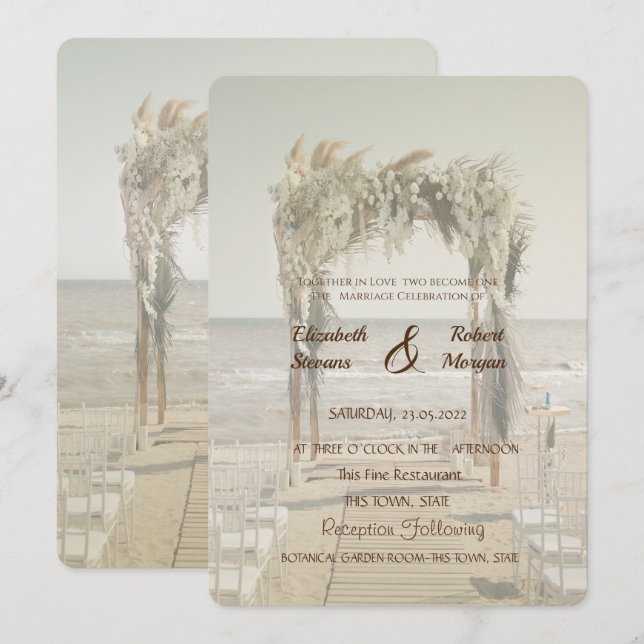 Invitación Arco de Boda en la Playa (Anverso / Reverso)