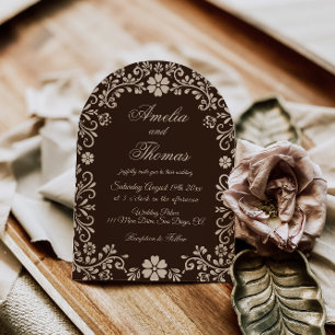 Invitación Arco de boda Fiesta Beige Marrón