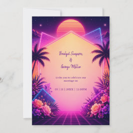 Invitación Arco de boda floral de neón romántico