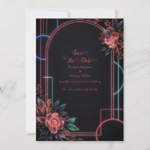 Arco de boda floral de neón romántico resplandecie
