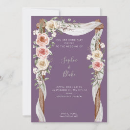Invitación Arco de Boda Floral Rústico de Campo Bodas Moradas