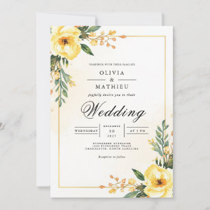 Invitación Arco de Boda Florecido en Prado Dorado