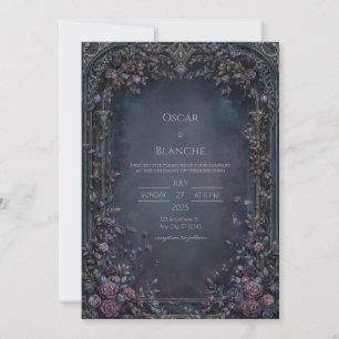 Invitación Arco de Boda Gótico Índigo Malhumorado Rosa