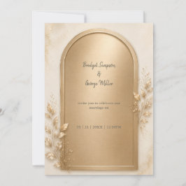 Invitación Arco de boda metálico dorado botánico elegante