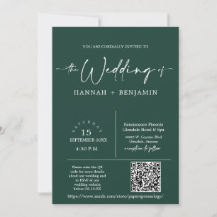 Invitación Arco de Boda mínimo verde esmeralda, fotografía de