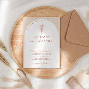 Invitación Arco de boda moderno boho beige terracota escritur