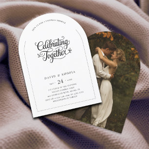 Invitación Arco de boda moderno y simple para regadera de par