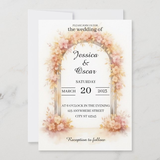 Invitación Arco de boda romántico (Anverso)