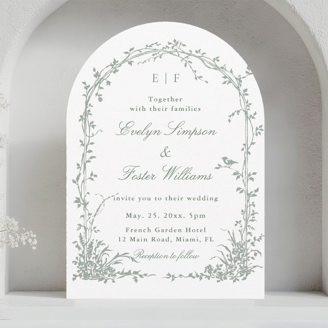 Invitación Arco de boda romántico de jardín botánico verde sa (Subido por el creador)