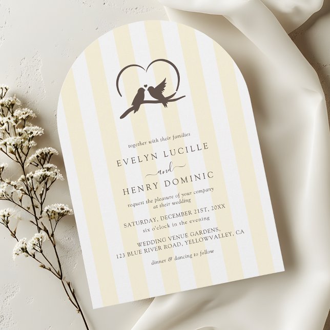 Invitación Arco de Boda Romántico de Pájaros de Marfil Modern (Subido por el creador)