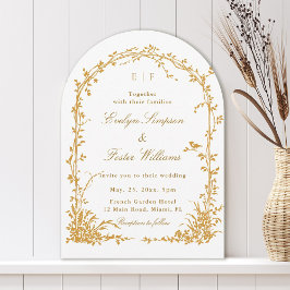 Invitación Arco de boda romántico del jardín botánico ámbar