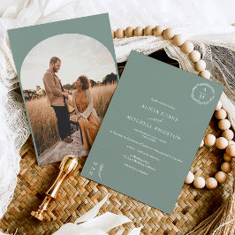 Invitación Arco de boda verde de la salvia floral clásica