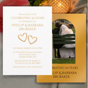 Invitación Arco de Bodas de Oro 50 Aniversario Foto Corazones