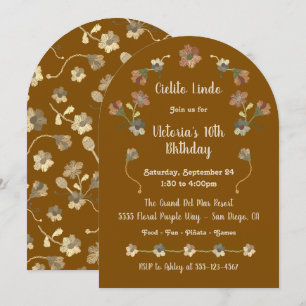 Invitación Arco de bordado de la Fiesta Mexicana de Cumpleaño