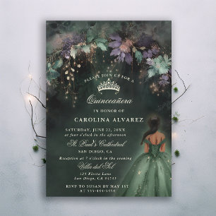 Invitación Arco de bosque encantado Quinceanera verde