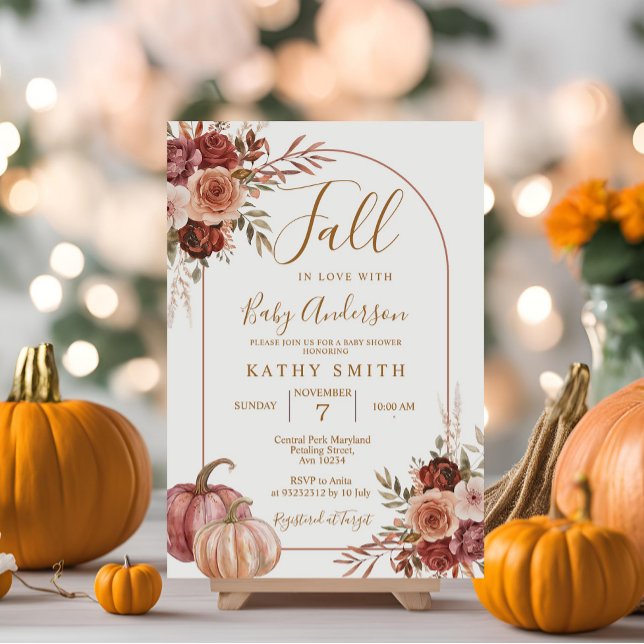 Invitación Arco de calabaza de Marsala se enamoró de Baby Sho (Subido por el creador)