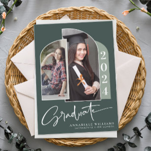 Invitación Arco de caligrafía Boho Dos Graduación de fotograf