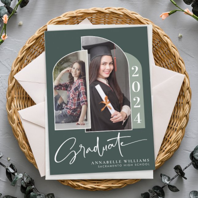 Invitación Arco de caligrafía Boho Dos Graduación de fotograf (Subido por el creador)