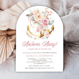 Invitación Arco de Chica Náutico del Ancla Floral Boho Baby S
