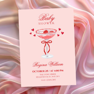 Invitación Arco de cocktail rosa rojo lindo baby shower