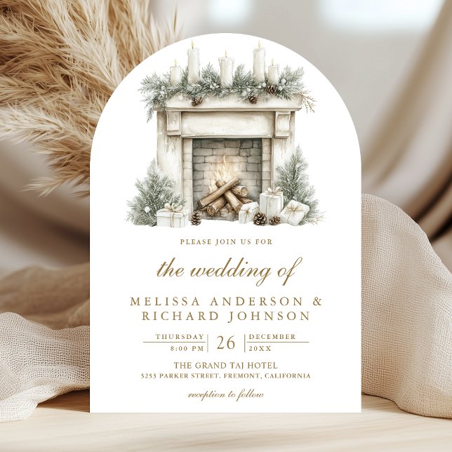 Invitación Arco de código QR de foto de chimenea de Navidad B (Subido por el creador)