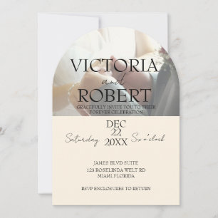 Invitación Arco de compromiso de boda con foto minimalista
