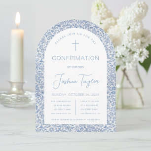 Invitación Arco de confirmación de niño patrón vintage floral