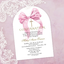 Invitación Arco de confirmación del Chica de color rosa de ar