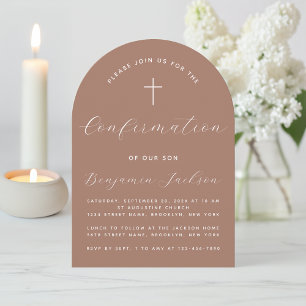 Invitación Arco de Confirmación Moderno Marrón Terroso Simple