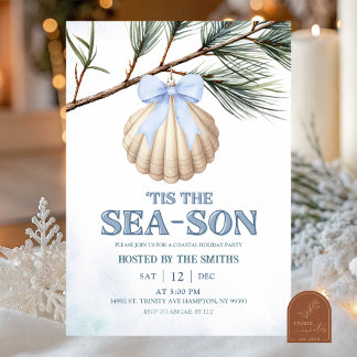 Invitación Arco de Coqueta Azul Navidad Costera