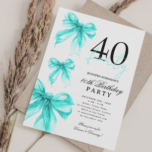 Invitación Arco de Coqueta de Acuarela Turquesa Cumpleaños 40