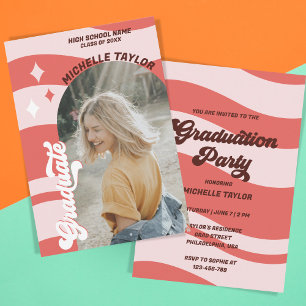 Invitación Arco de cosecha rosa de los años 70 Groovy Retro