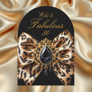 Invitación Arco de Cumpleaños 50 Fabuloso Tigre Salvaje Negro