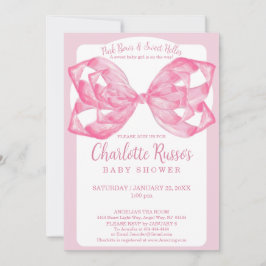 Invitación Arco de Cumpleaños de lazo rosa, Hola dulce bebé e