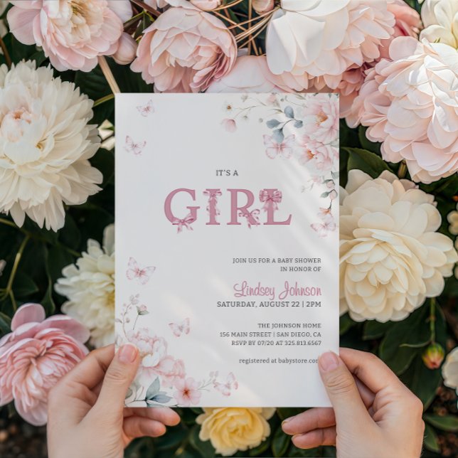 Invitación Arco de Cumpleaños de Niña con Florales Pastel Ros (Subido por el creador)