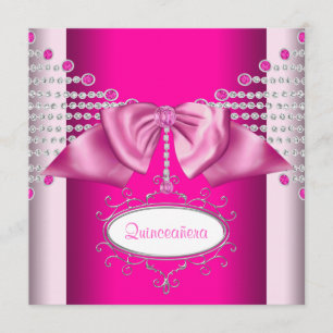 Invitación Arco de diamantes rosa caliente Quinceañera