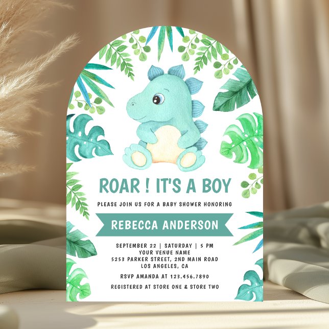 Invitación Arco de dinosaurio azul bebé Cumple Verde (Subido por el creador)