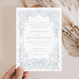 Invitación Arco de época Vines Marco Ornamento Azul Dusty