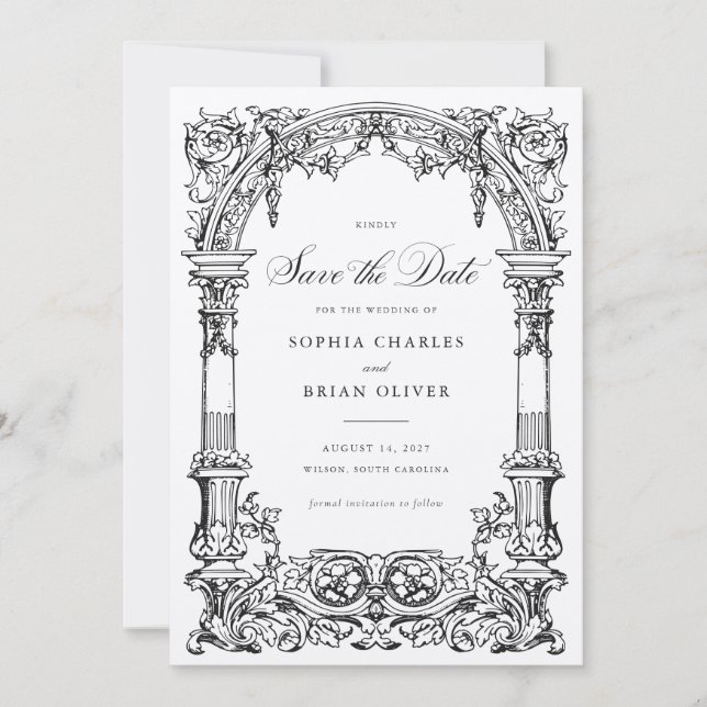 Invitación Arco de época Viñetas Marco de Ornamento Guardar f (Anverso)